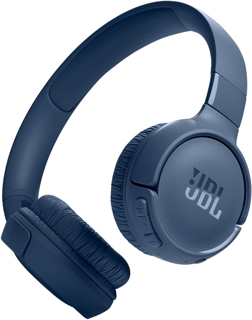 JBL Tune 520BT fone de ouvido on-ear Bluetooth branco, dobrável, vista frontal, fundo branco