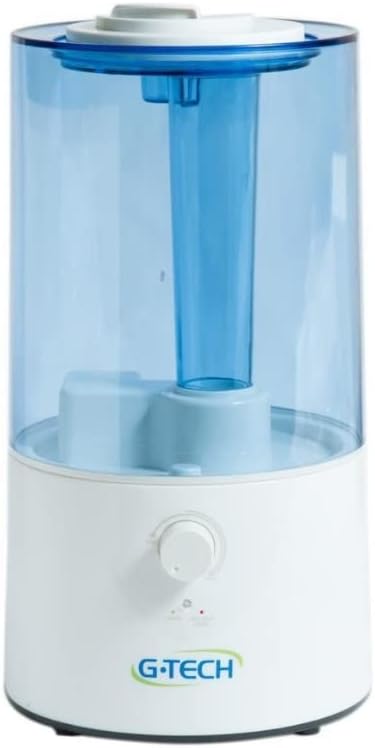 G-Tech Allergy Free HM umidificador ultrassônico 3L branco com bico direcional rotativo 360°, vista frontal, fundo branco