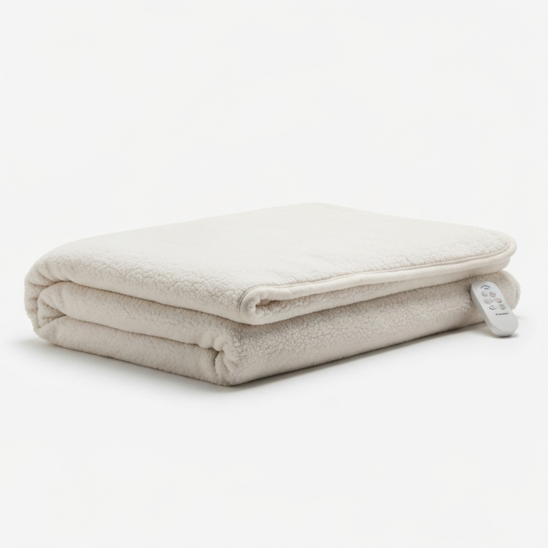 Homemate electric heated blanket 127x152cm, sherpa fleece fabric, remote controller, white background